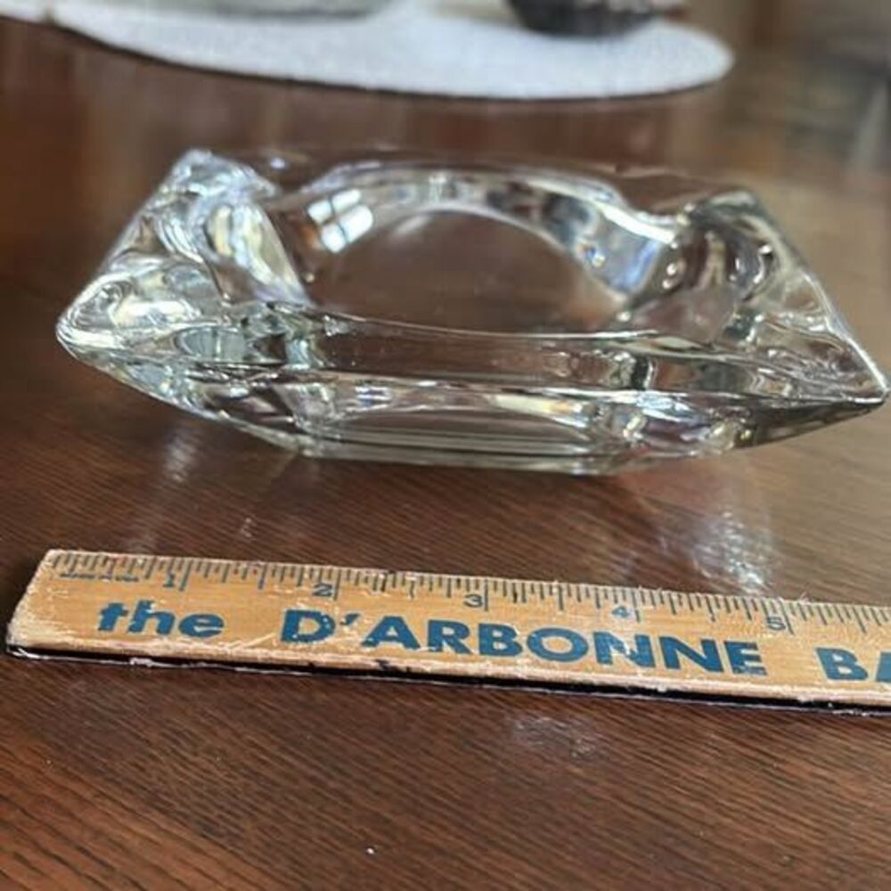 Vintage Square Clear Glass Ashtray